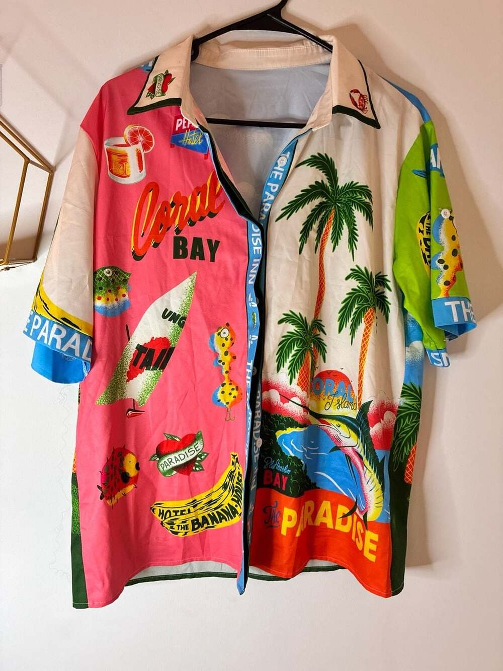 Paradise  Blouse Size XL Multicolor Resort Button Down